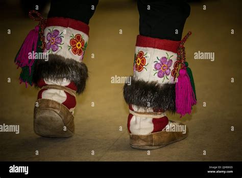 traditional footwear handmade dene beaded moccasins   northern