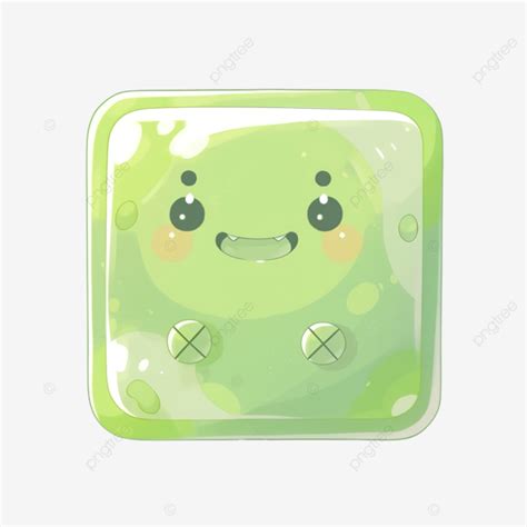 Green Cartoon Square Button Button Shiny Glossy Png Transparent