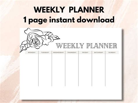 Weekly Planner Printable Landscape Minimalist Weekly Schedule