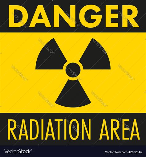 Danger radiation area yellow sign flat Royalty Free Vector