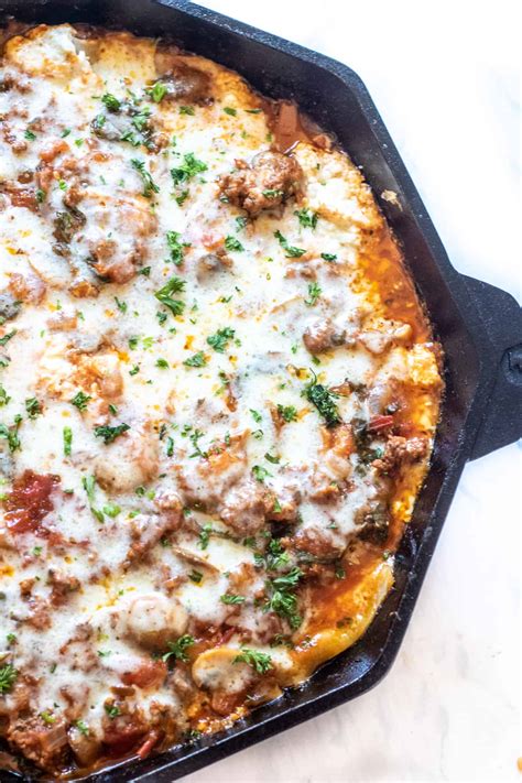 Cast Iron Skillet Lasagna From Scratch Served From Scratch