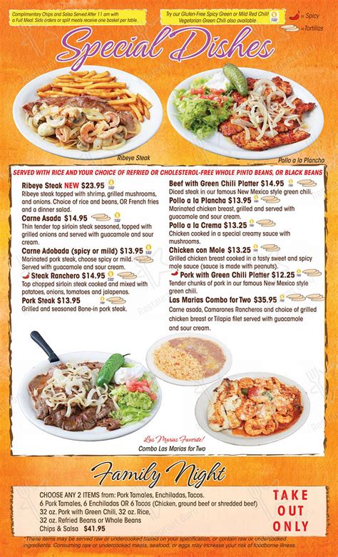 Menu At Las Marias Restaurant Grand Junction 118 S 7th St