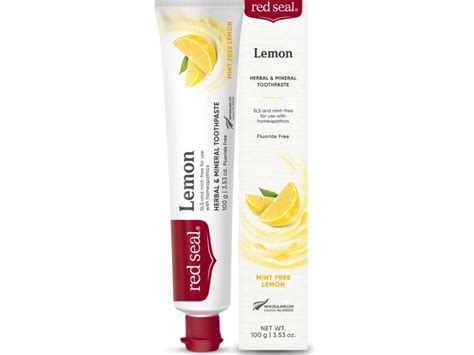 Red Seal Herbal And Mineral Toothpaste Mint Free Lemon 353 Oz100 G