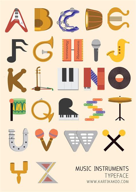 Music Instruments Typeface Alphabet Art Typography Alphabet