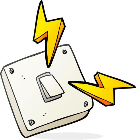 Freehand Drawn Cartoon Sparking Electric Light Switch Vector