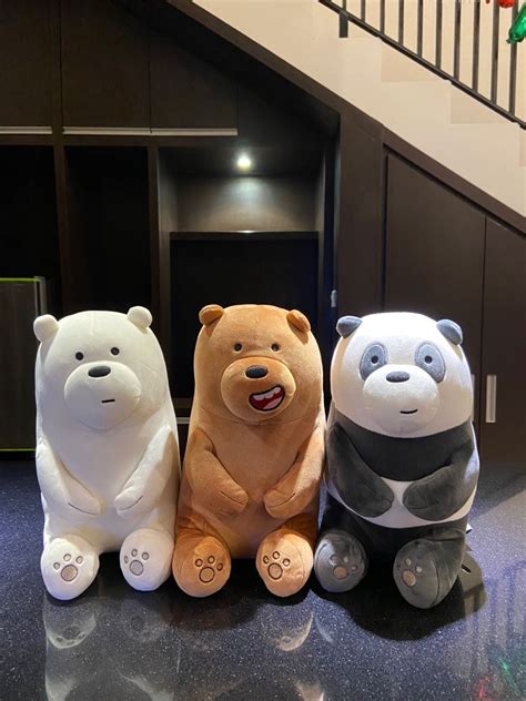 We Bare Bears Doll Grizzly Ice Bear Panda Boneka We Bare Bears Miniso