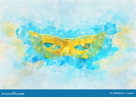 Watercolor Style And Abstract Image Of Masquerade Venetian Mask