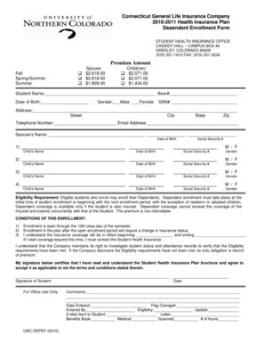 Fillable Online Unco Dependent Enrollment Form Unco Fax Email Print