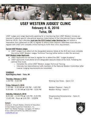 Fillable Online Usef Usef Western Judges Clinic The United States