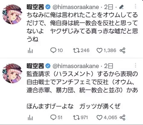 【colabo追及の男性】暇空茜さん「統一教会は反社と思っていない」 反社認定は「ヤクザじみてる真っ赤な嘘」 News Everyday