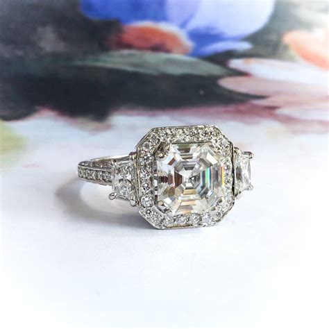 Asscher Cut Moissanite Engagement Ring Estate 4 63ct T W Michael