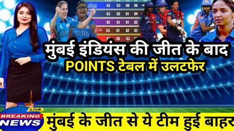 Wpl 2023 Today Points Table Rcb Vs Upw Wpl 2023 Points Table Mi Vs