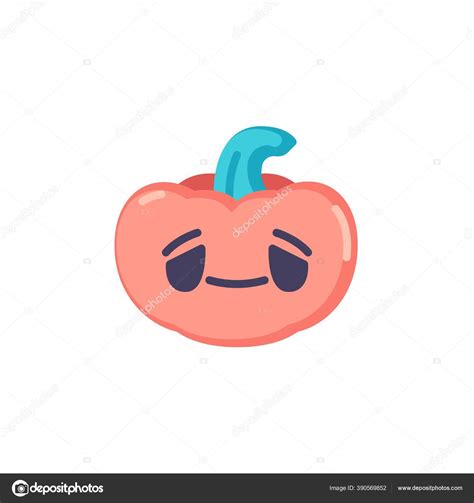 Sad Pumpkin Emoticon Flat Icon Vector Sign Grinning Pumpkin Face Stock