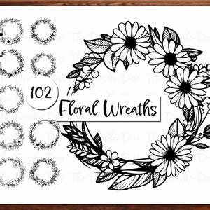 Floral Wreath Svg Clipart Png Commercial Use Floral Svg Png Flowers Svg Summer Png Svg Botanical ...