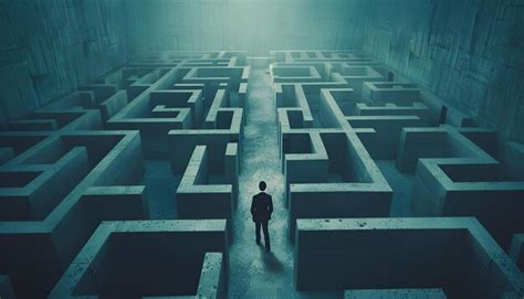 Premium Photo Man Lost In A Complex Maze Surreal Concept