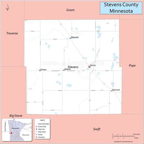 Map Of Stevens County Minnesota Showing Cities Highways Important