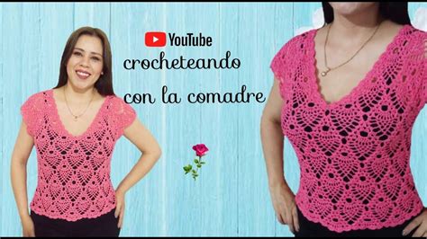 Como Tejer Blusa De Pi As Con Cuello En V A Crochet Parte F Cil Y