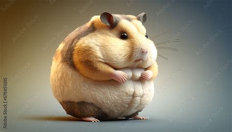 Cute Character Design Fat Chubby Animal Hamster Generative Ai Stock