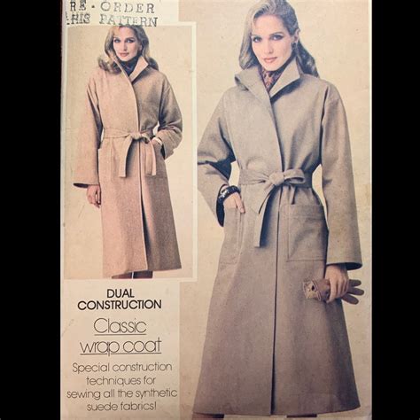 Trench Coat Pattern Vintage Coat Sewing Pattern Wrap Coat Pattern