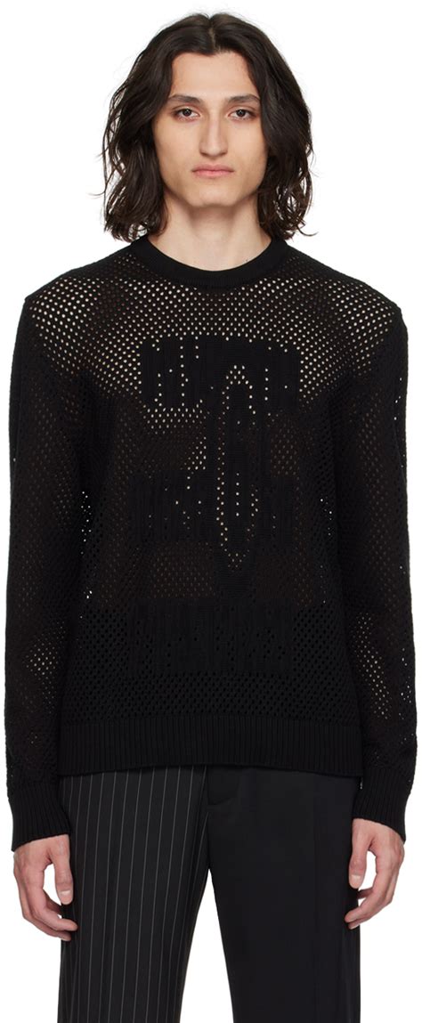 Black Jacquard Sweater By MM6 Maison Margiela On Sale