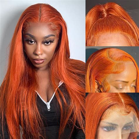 Ginger Lace Front Wigs Human Hair Colored Straight Lace Front Wig 13x4 Hd