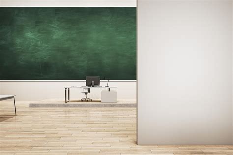 Premium Photo Modern Classroom Interior With Empty Chalkboard And Mock Up Place On White Wall