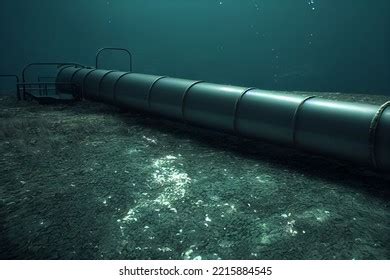 D Illustration Pipelines Ocean Bottom Seabed Stock Illustration