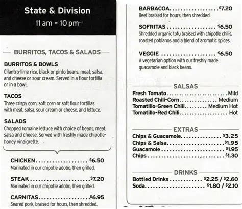 Chipotle Mexican Grill Menu Menu For Chipotle Mexican Grill Gold