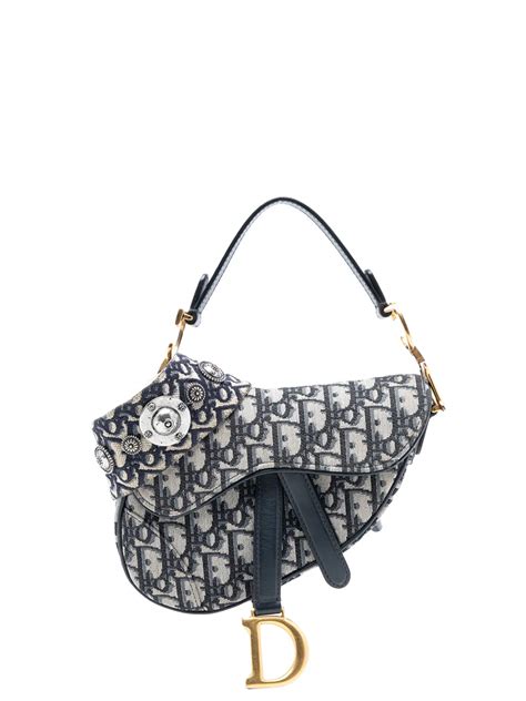 Christian Dior Pre Owned 2019 Micro Oblique Canvas Saddle Bag Satchel