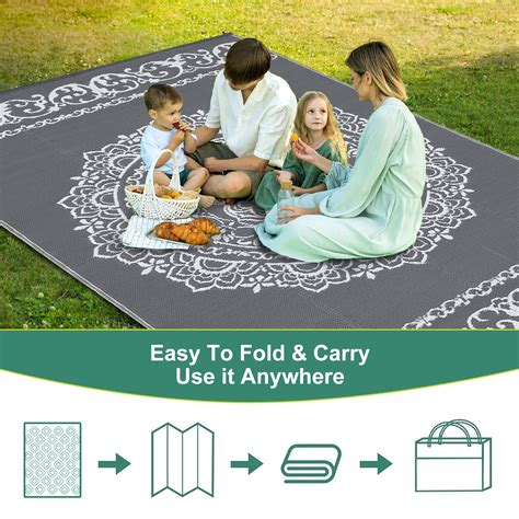 Glowsol Indoor Outdoor Rug 6x9 Reversible Patio Rug Plastic Straw Rug