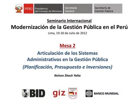 Ppt Seminario Internacional Modernizaci N De La Gesti N P Blica En El