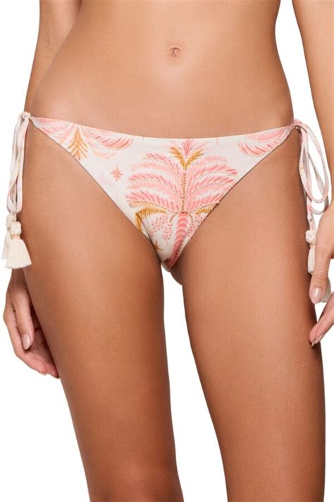 Cosita Linda Sunset Embroidered Slide Tri Bikini With Tie Side Bottom