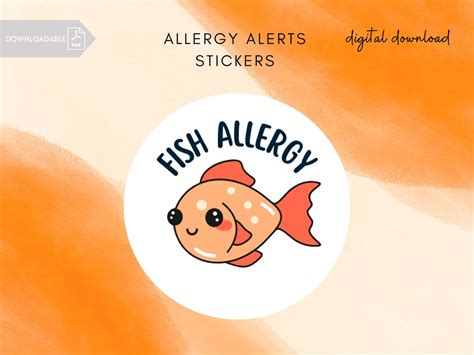 Fish Food Allergy Sticker Allergy Alert Allergy Label Epipen Label