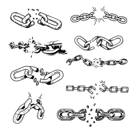 Broken chain tattoo set vector eps svg – Artofit