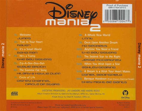 Carátula Trasera De Disneymania 2 Portada