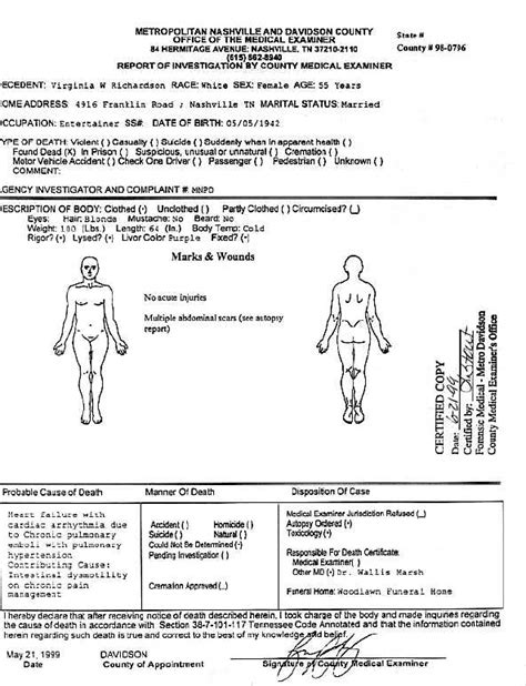 report on the autopsy