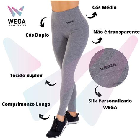 Calça Legging Feminina Cós Alto Pala Dupla Fitnes Academia Suplex Leg