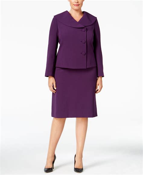 Tahari Asl Plus Size Three Button Shawl Collar Skirt Suit Skirt Suit Plus Size Outfits Plus