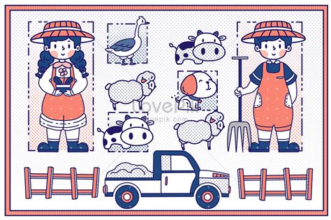 Illustration Of Farming Stick Figure For Labor Day Illustration Image