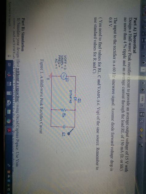 Solved Part A Theoretical Design A Half Wave Peak Rectifier Chegg