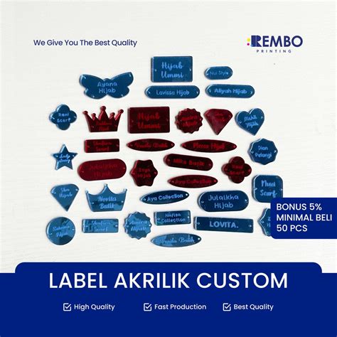 Jual Label Akrilik Rebranding Hijab Custom Baju Gamis Label Baju