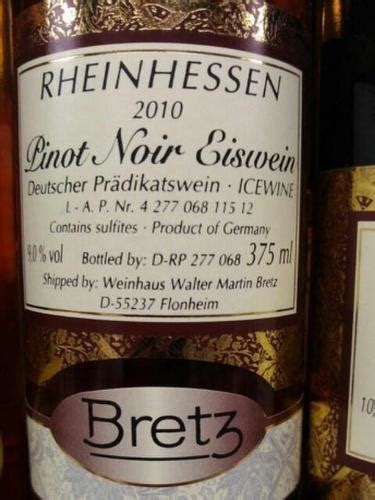 Walter Martin Bretz Pinot Noir Eiswein Vivino Us