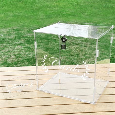 Ourwarm Acrylic Wedding Card Box With Lock And Card Clear Signature Box