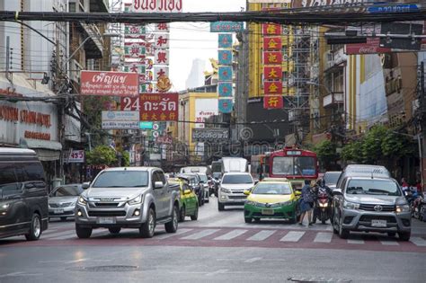 Busy Traffic On The Yaowarat Road Bangkok Editorial Photo Image Of