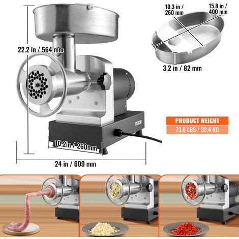 VEVOR Tritacarne Elettrico Acciaio Inox 1100W Capacita Produzione Max