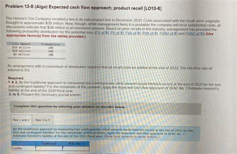 Solved Problem 13 8 Algo Expected Cash Flow Approach