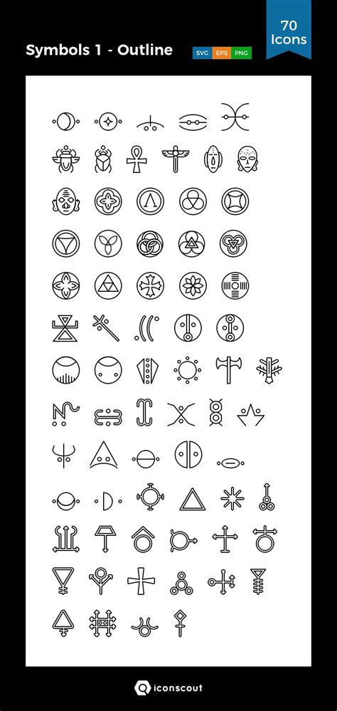 Symbols 1 Outline Icon Pack 70 Line Icons Symbols Outline Icon