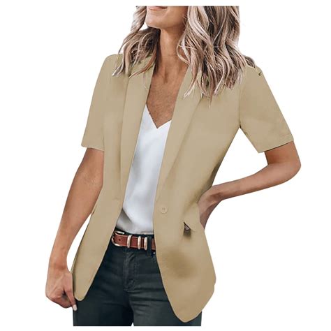 Lightweight Blazer For Women Summer Short Sleeve Suit Jackets Business