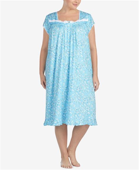 Eileen West Plus Size Waltz Lace Trim Nightgown Macys