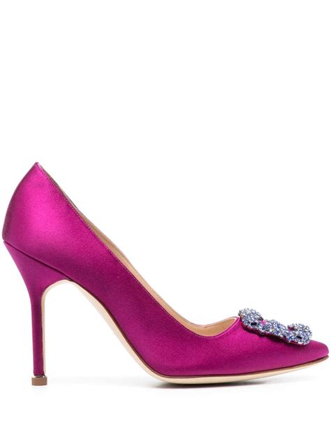 Manolo Blahnik Hangisi 105 Crystal Satin Pumps In Pink Lyst